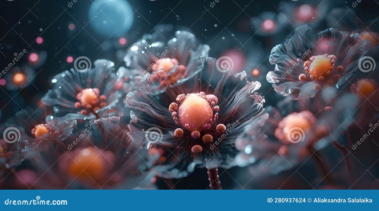 fantasy floral background with soft focus and boken. free space for text. generatove ai