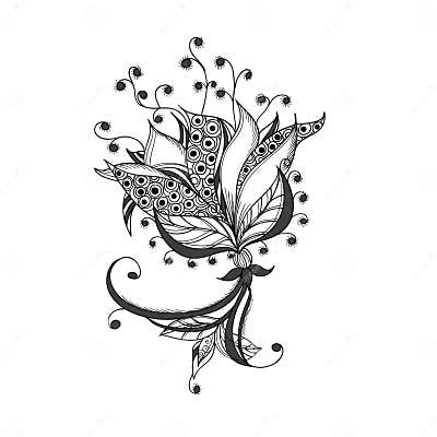 Fantasy Flower, Black and White Tattoo Pattern Stock Vector ...