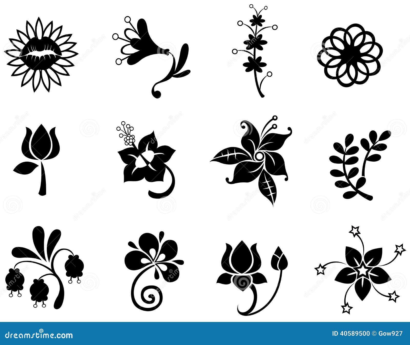 with chinese symbol tattoos flowers Fantasy 2(vec Icon Flower Stock Silhouettecollection Set