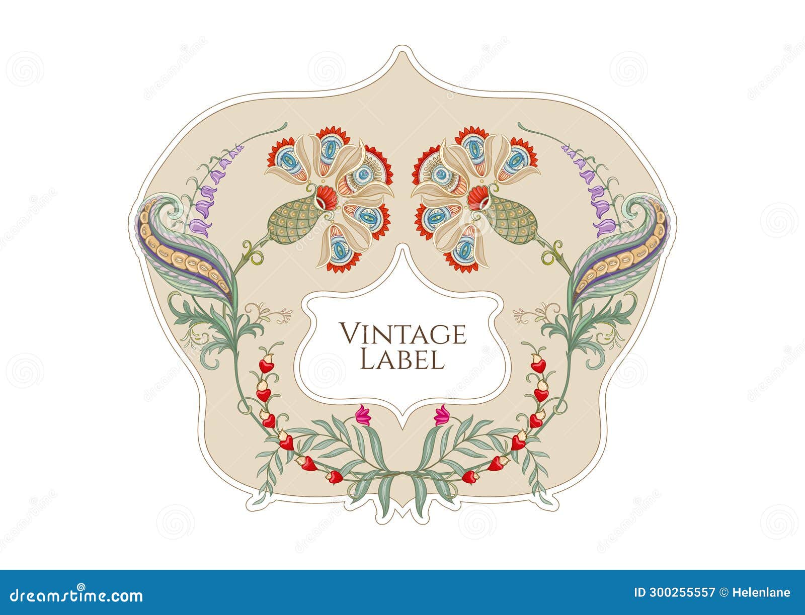 Fantasy Flowers in Retro, Vintage, Jacobean Embroidery Style Stock ...