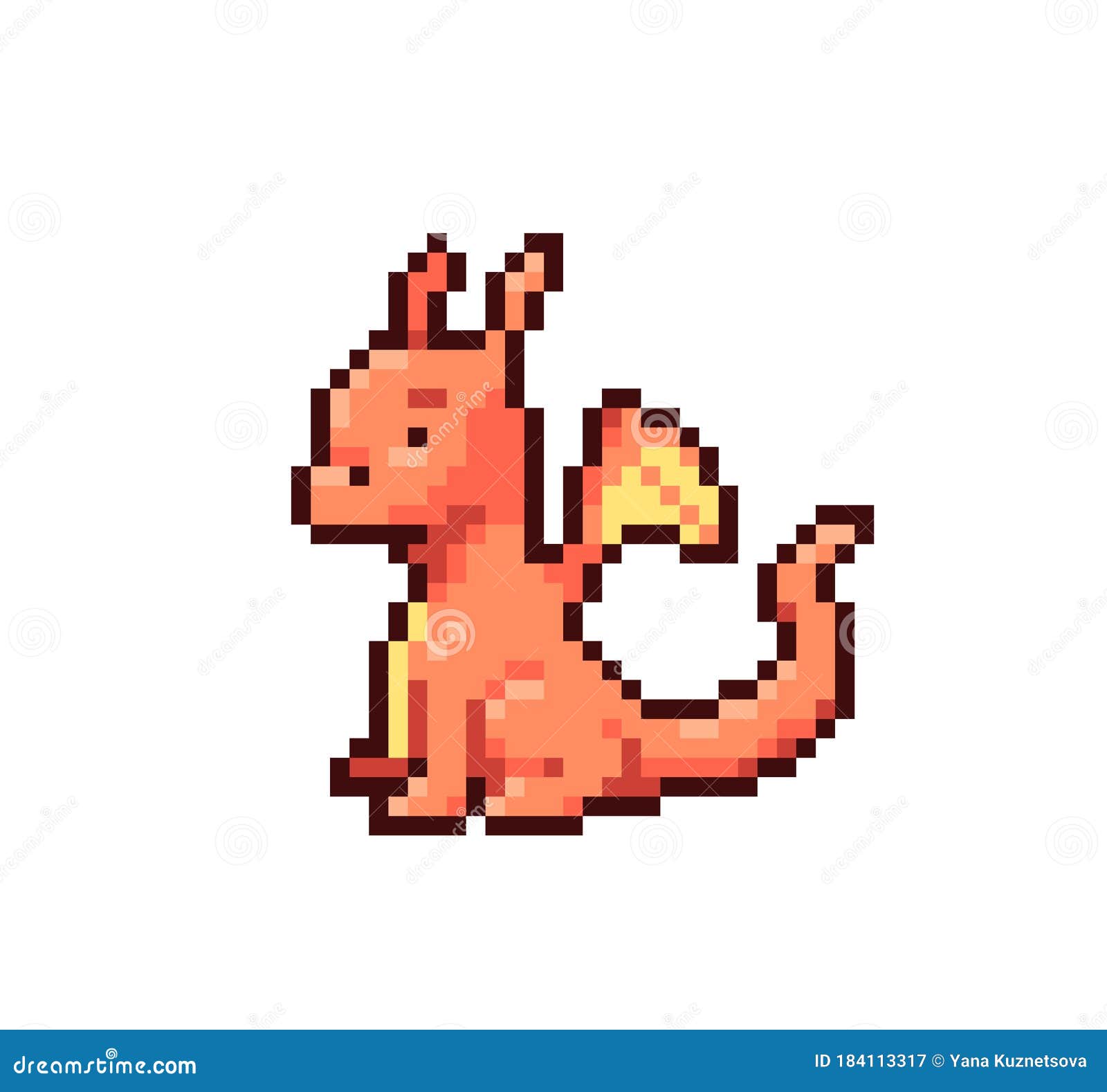 Fantasy Game Pixel Art Cute Little Magic Dragon Stock Vector - Illustration  Of Myth, Child: 184113317