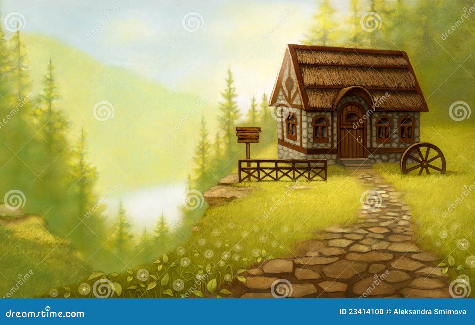 Landscape With Fairy Medieval Castle Vector Illustration, Element For