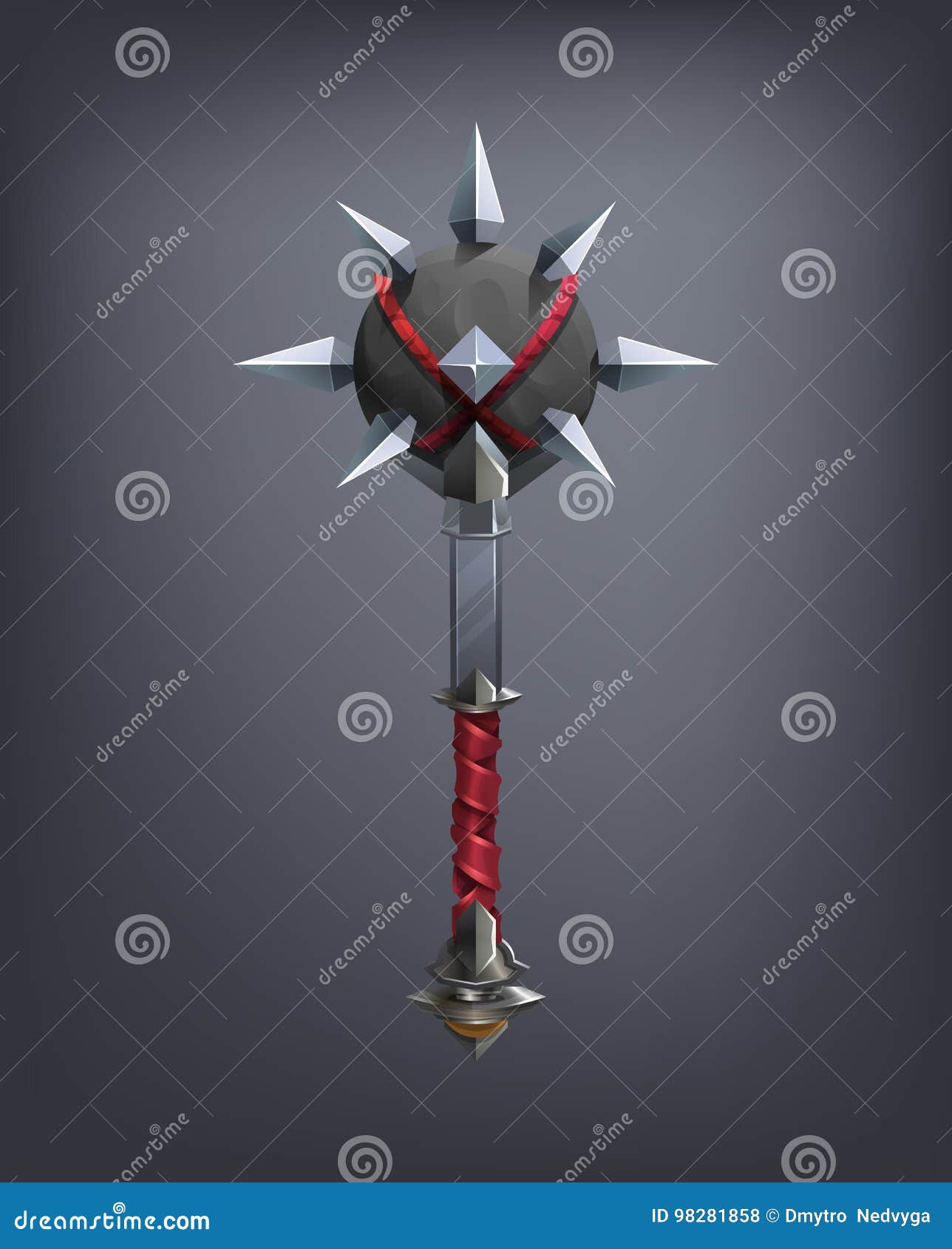 Mace Weapon Medieval Vector Illustration. Military War Warrior Icon