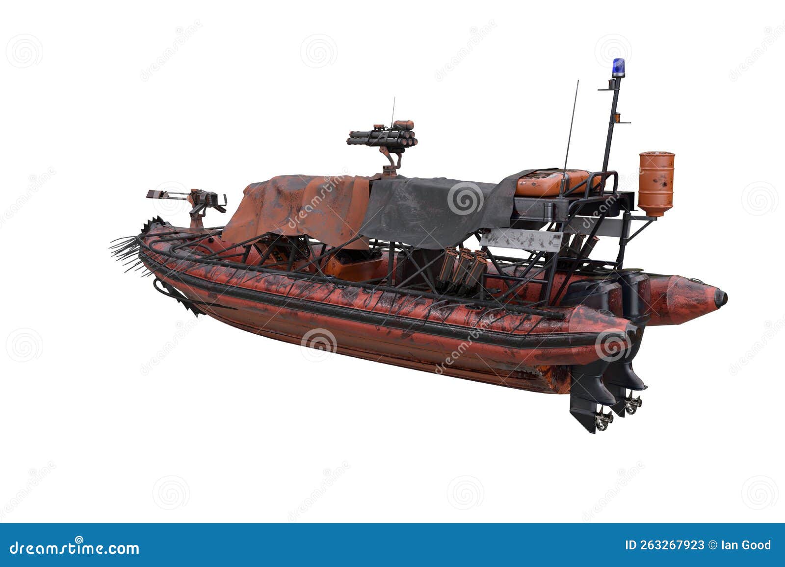 Fantasy Post Apocalyptic Lifeboat with Anti Zombie Protection and Weapons.  3D Illustration Isolaed Stock Image - Illustration of transparent,  apocalyptic: 263267923