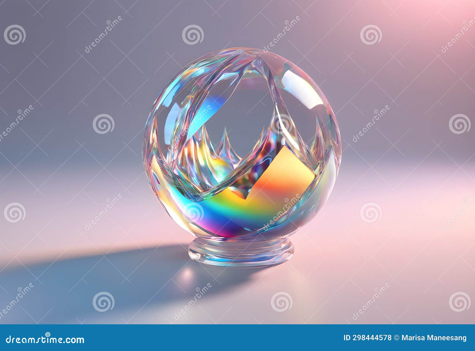 Fantasy Rainbow Chrome Type Crystal Sphere, Generative AI Concept Art