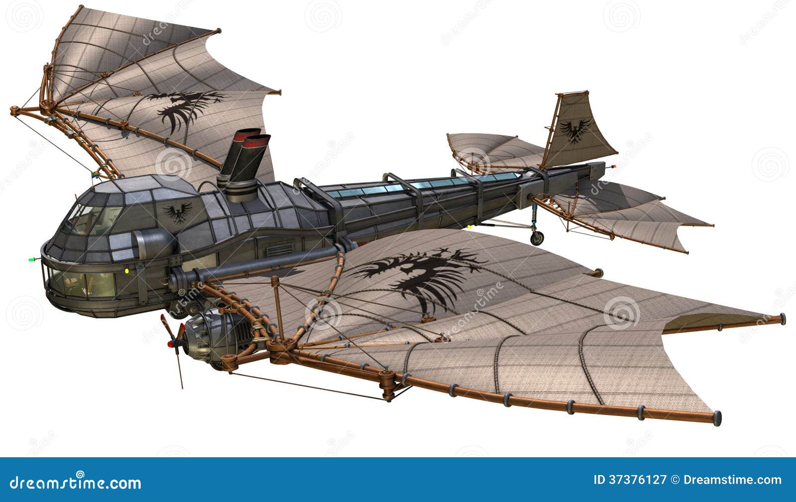 Fantasy retro airship stock illustration. Illustration of ...