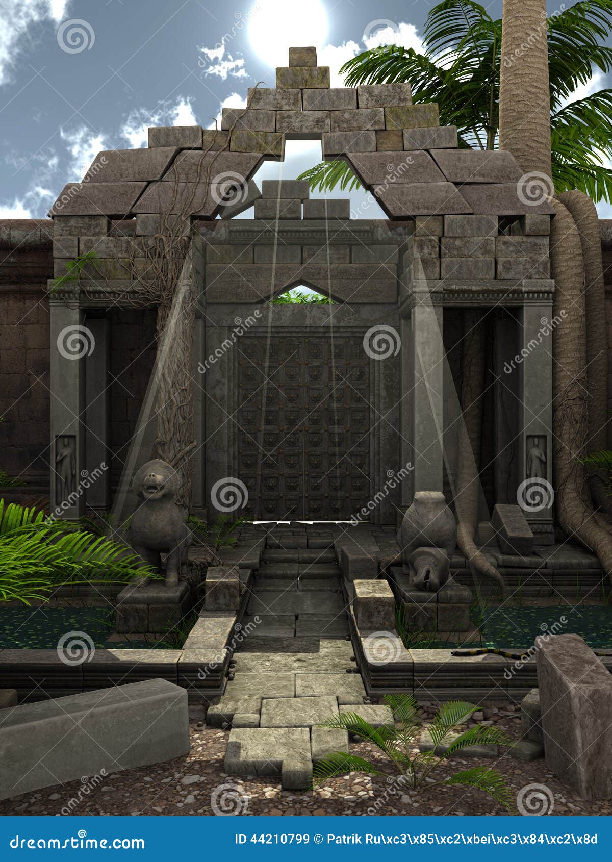 Fantasy ruins stock illustration. Illustration of gate - 44210799