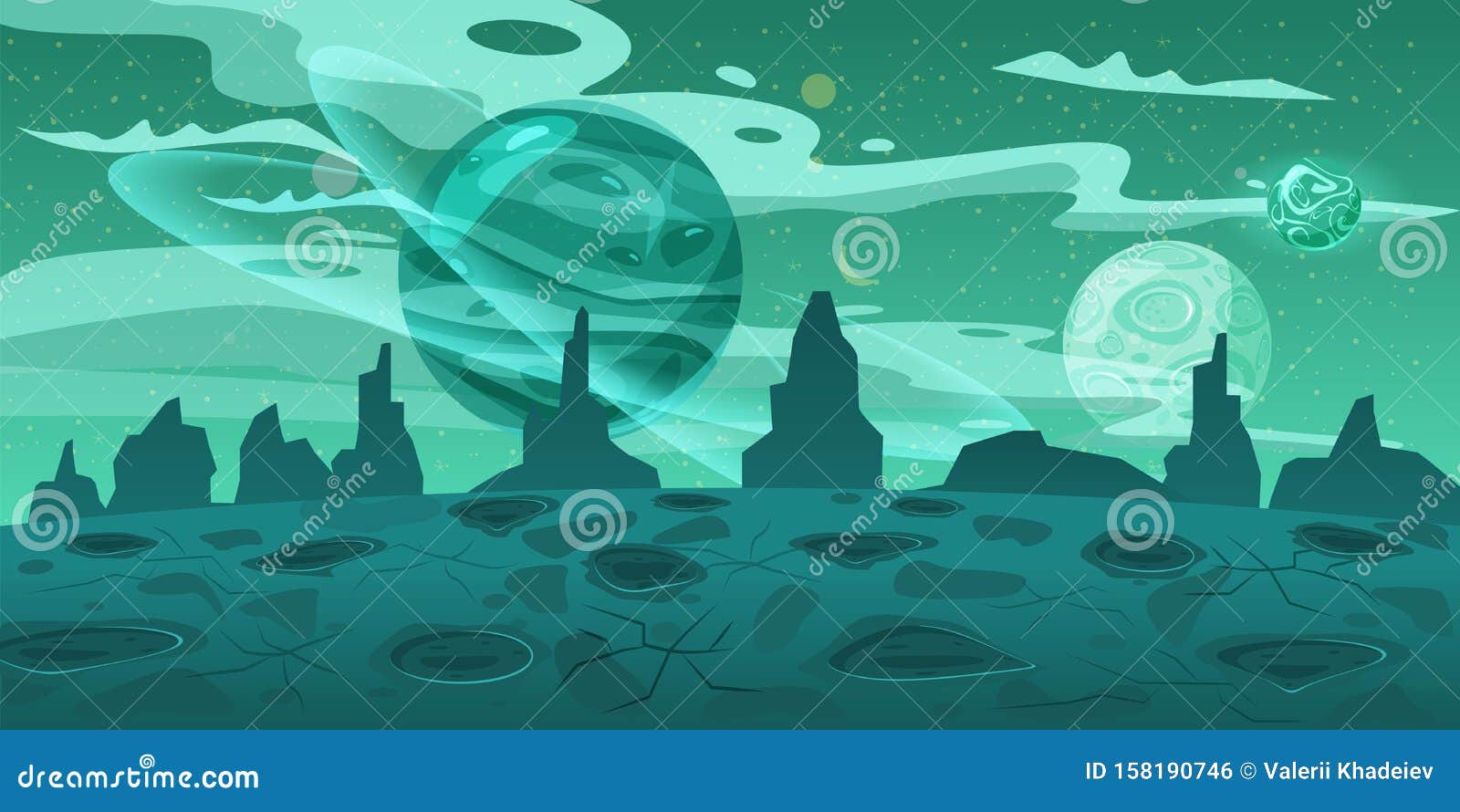 Fantasy Space Cartoon Game Concept Background. Funny Sci-fi Alien Planet  Landscape for a Space Arcade Game Level Design Stock Vector - Illustration  of design, cartoon: 158190746