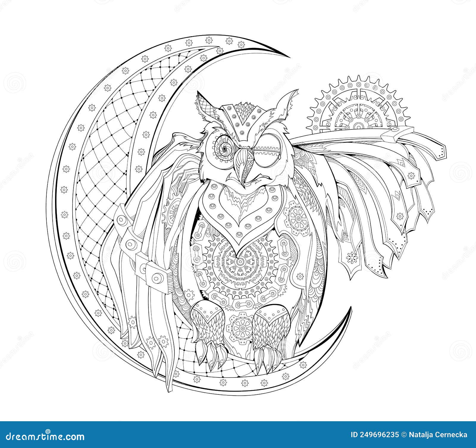 Fantasy Steampunk Owl. Coloring Book For Children And Adults ...