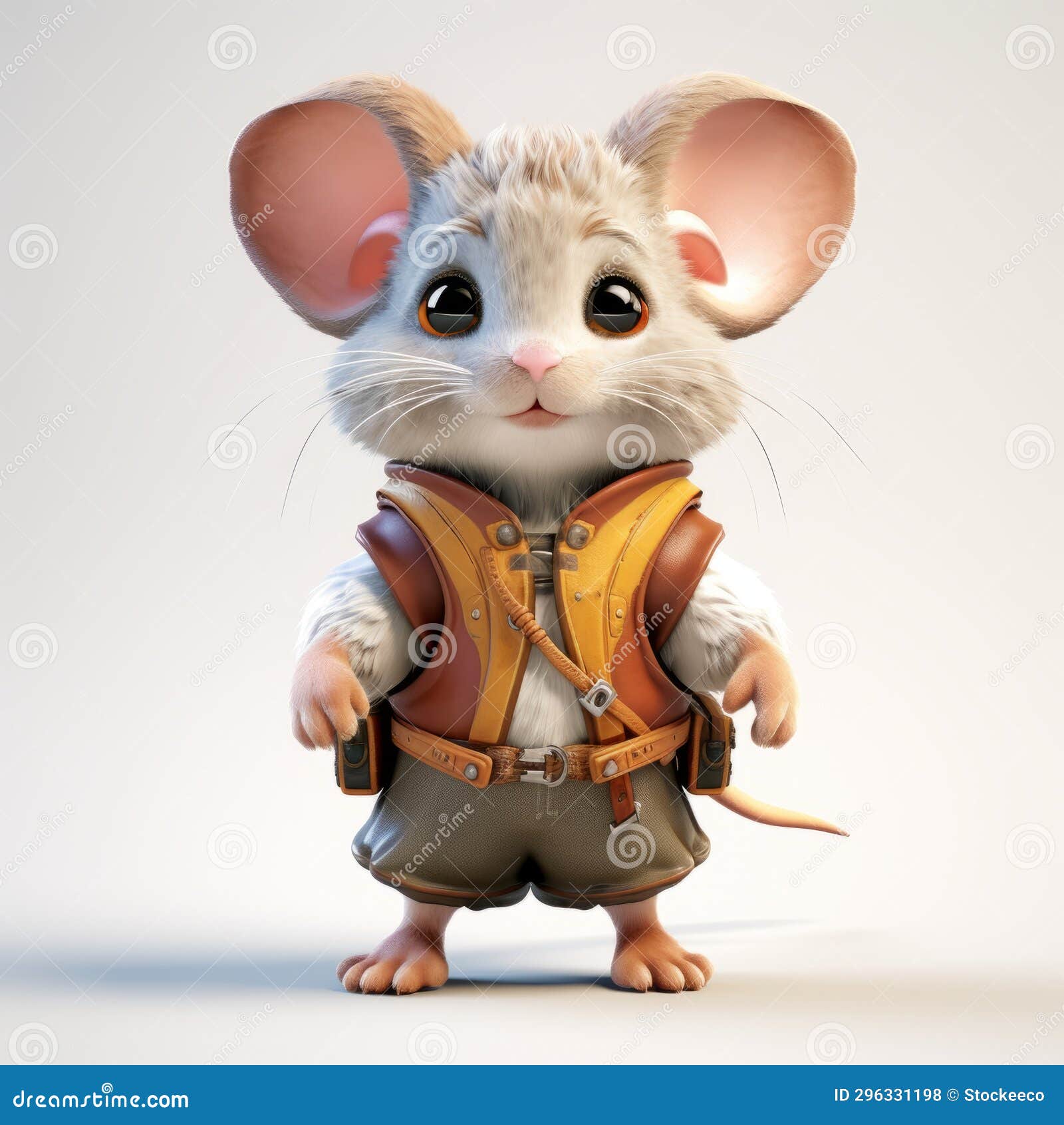 fantasy style cartoon mouse with vest and belt - 3d rendering