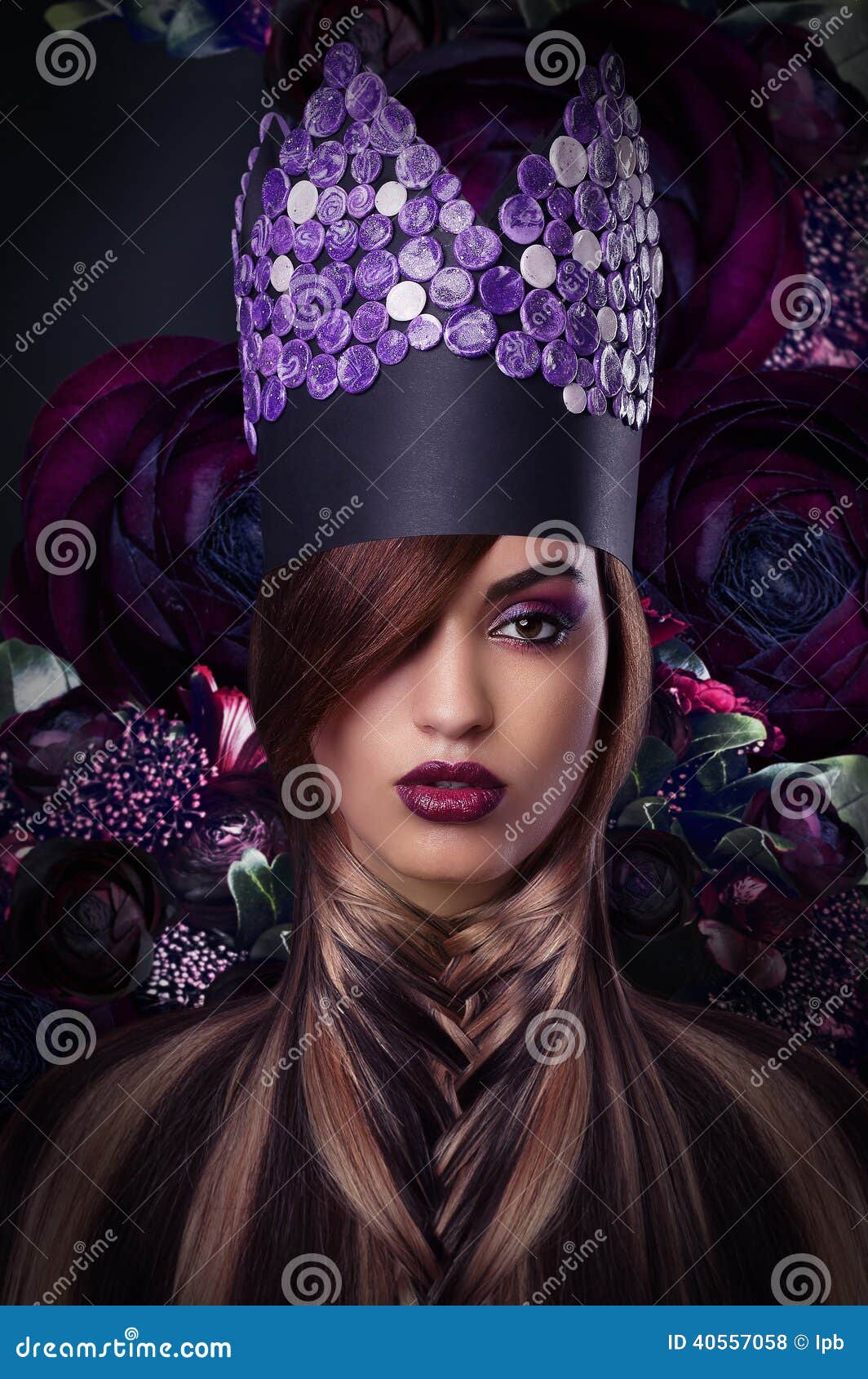 fantasy. styled woman in fantastic headwear