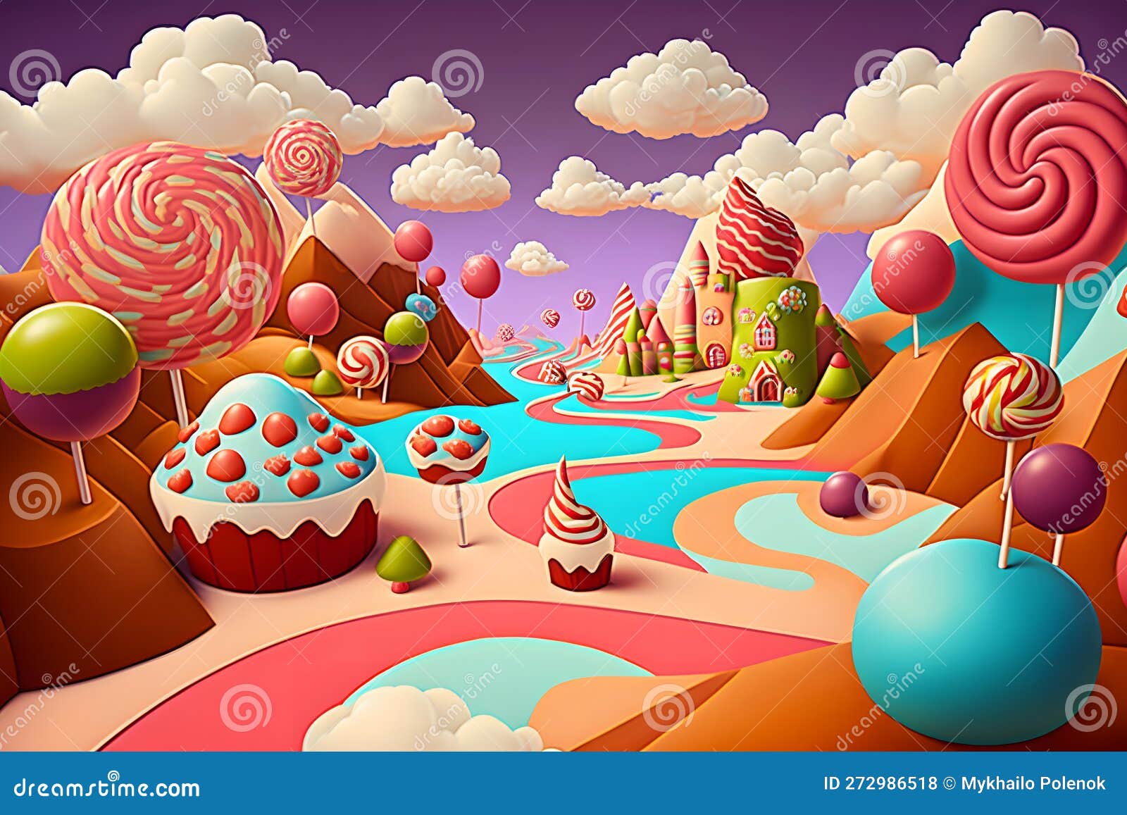 Fantasy Sweet Candy Land. Neural Network AI Generated Stock