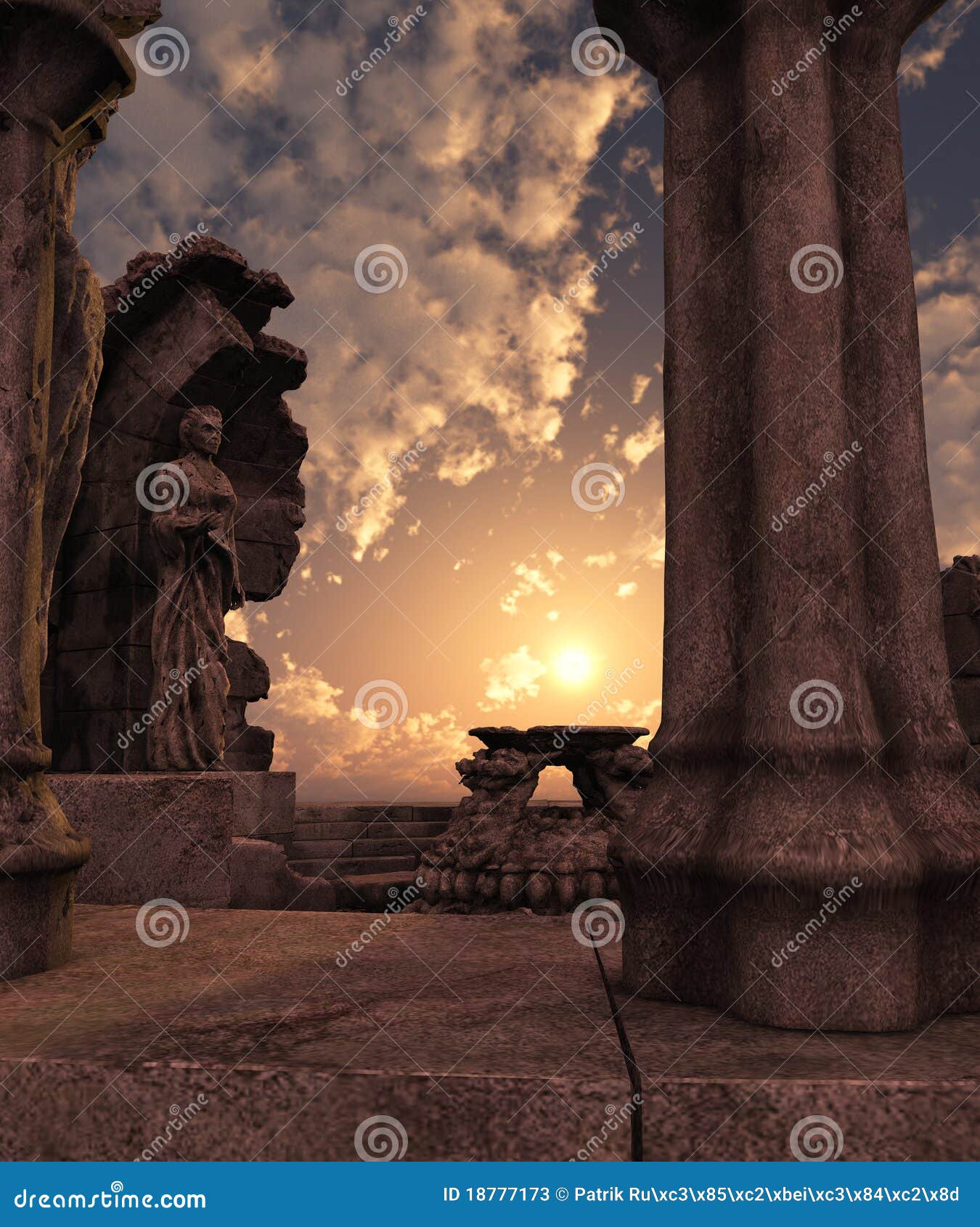 Fantasy Temple Ruins Stock Illustration Illustration Of Monument 18777173