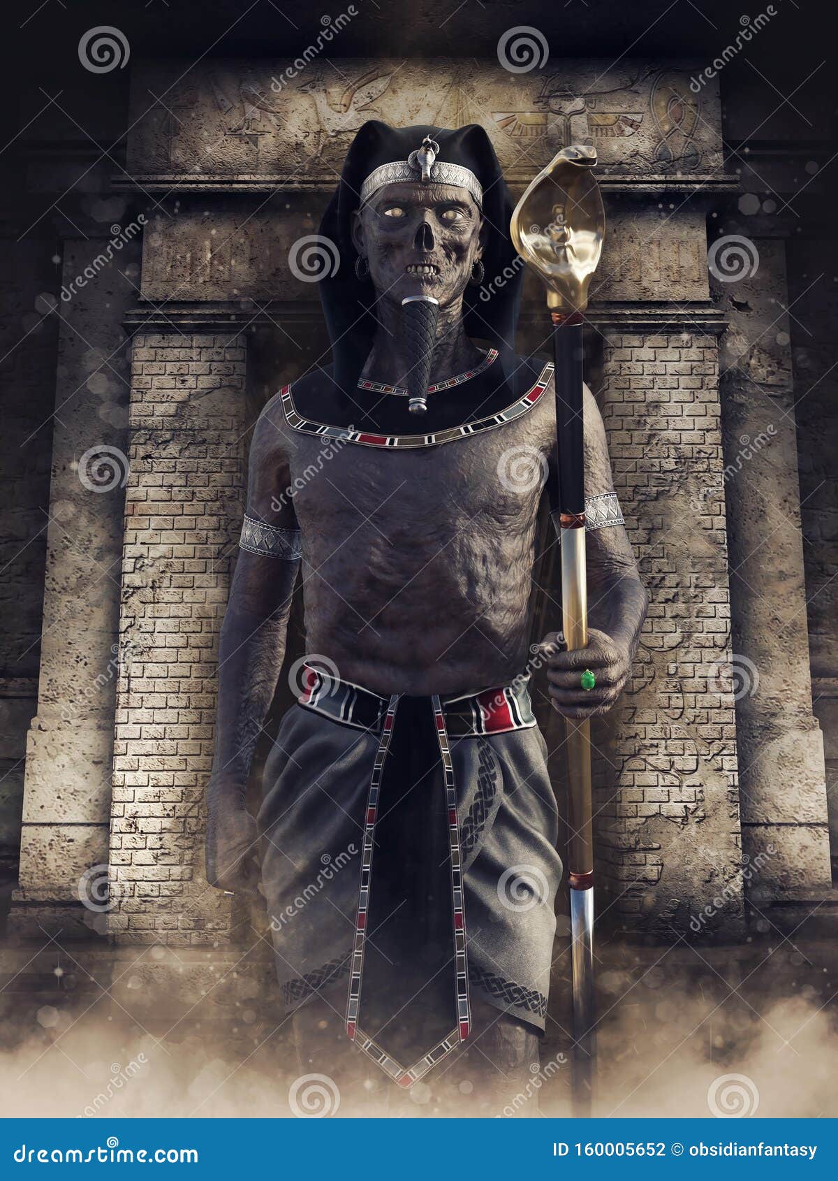 Undead Pharaoh in an Abandoned Temple Stock Illustration - Illustration ...