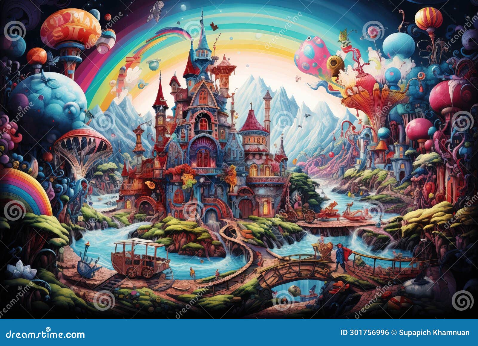 Fantasy World Carnival Poster Stock Illustration - Illustration of ...
