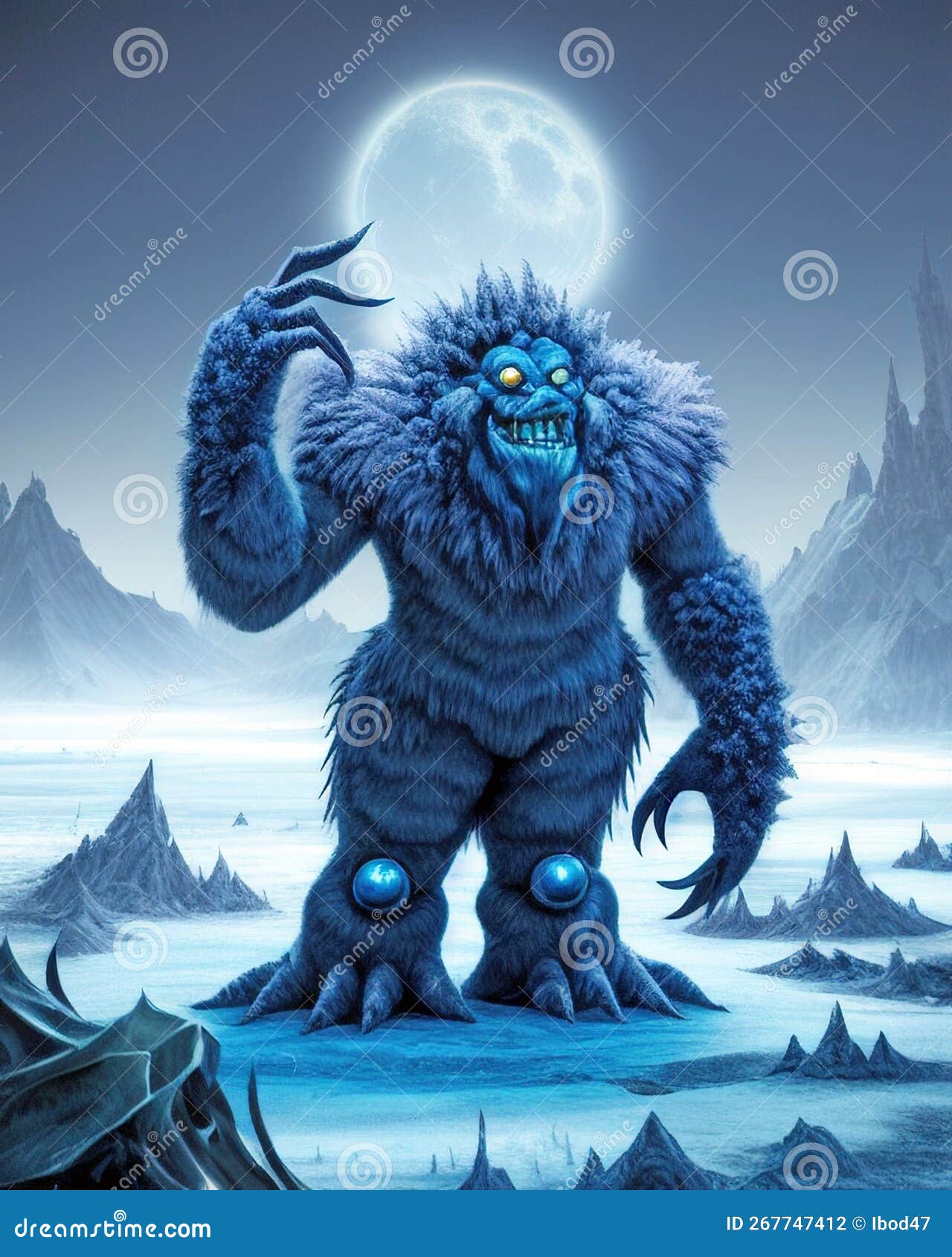 Blue Yeti on Ice AI Art Stock Photo Image of huge, fantasy