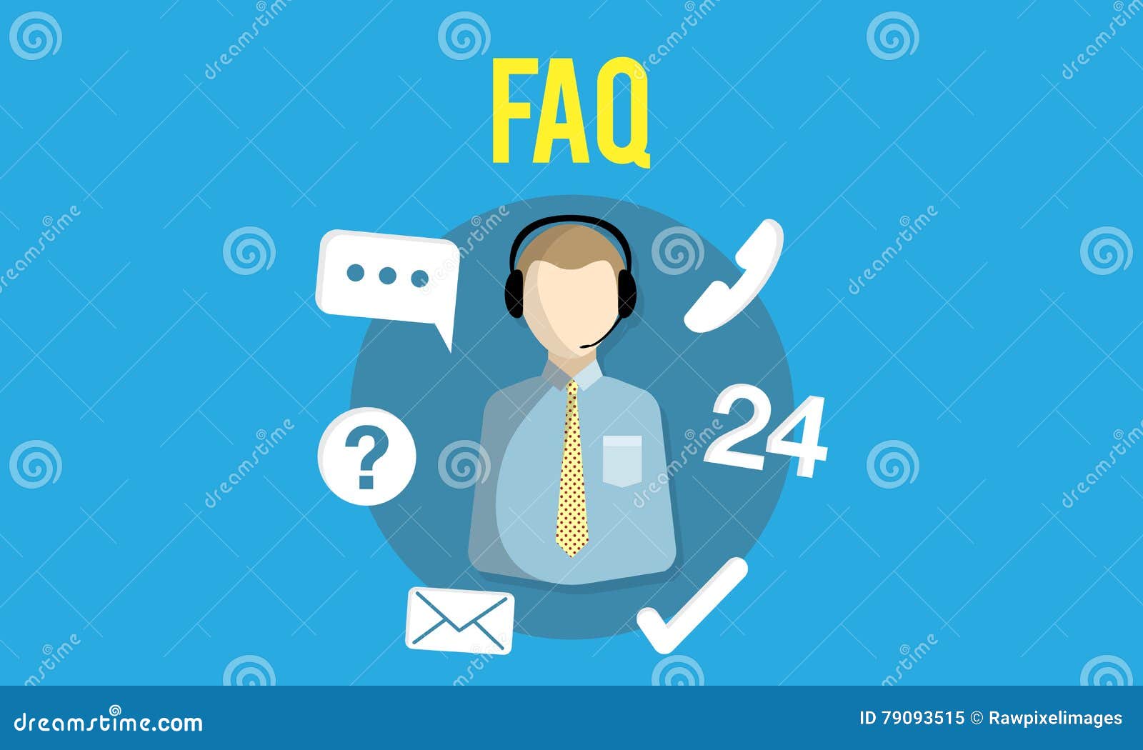 FAQ Enquiry Questions Guide Customer Support Concept Stock Illustration