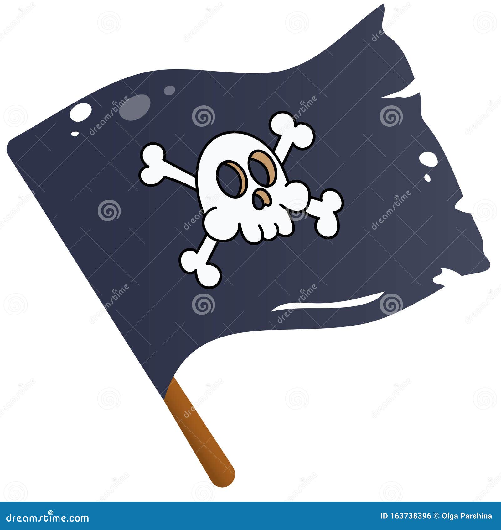 Farbbild Der Piratenflagge Auf Weißem Hintergrund Schwarze Flagge