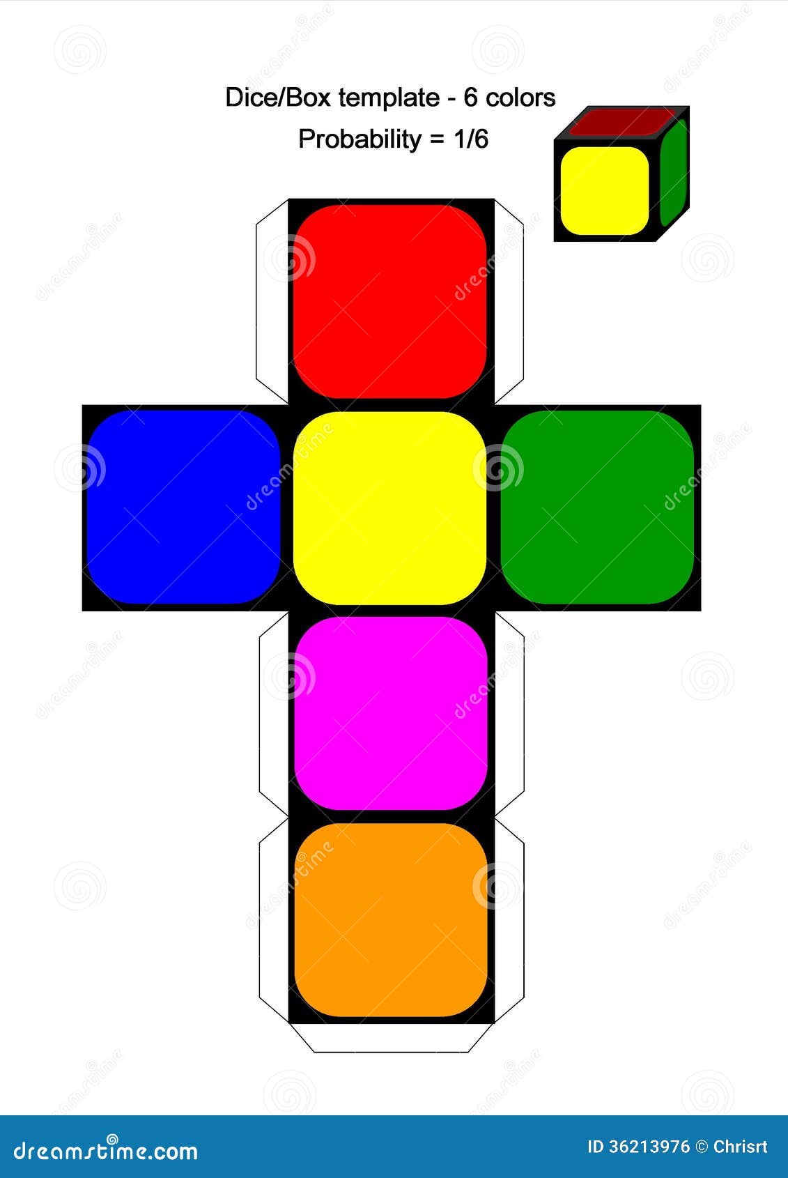 Farben Der Würfel-Kastenschablone 6 Lizenzfreies Stockbild - Bild: 36213976