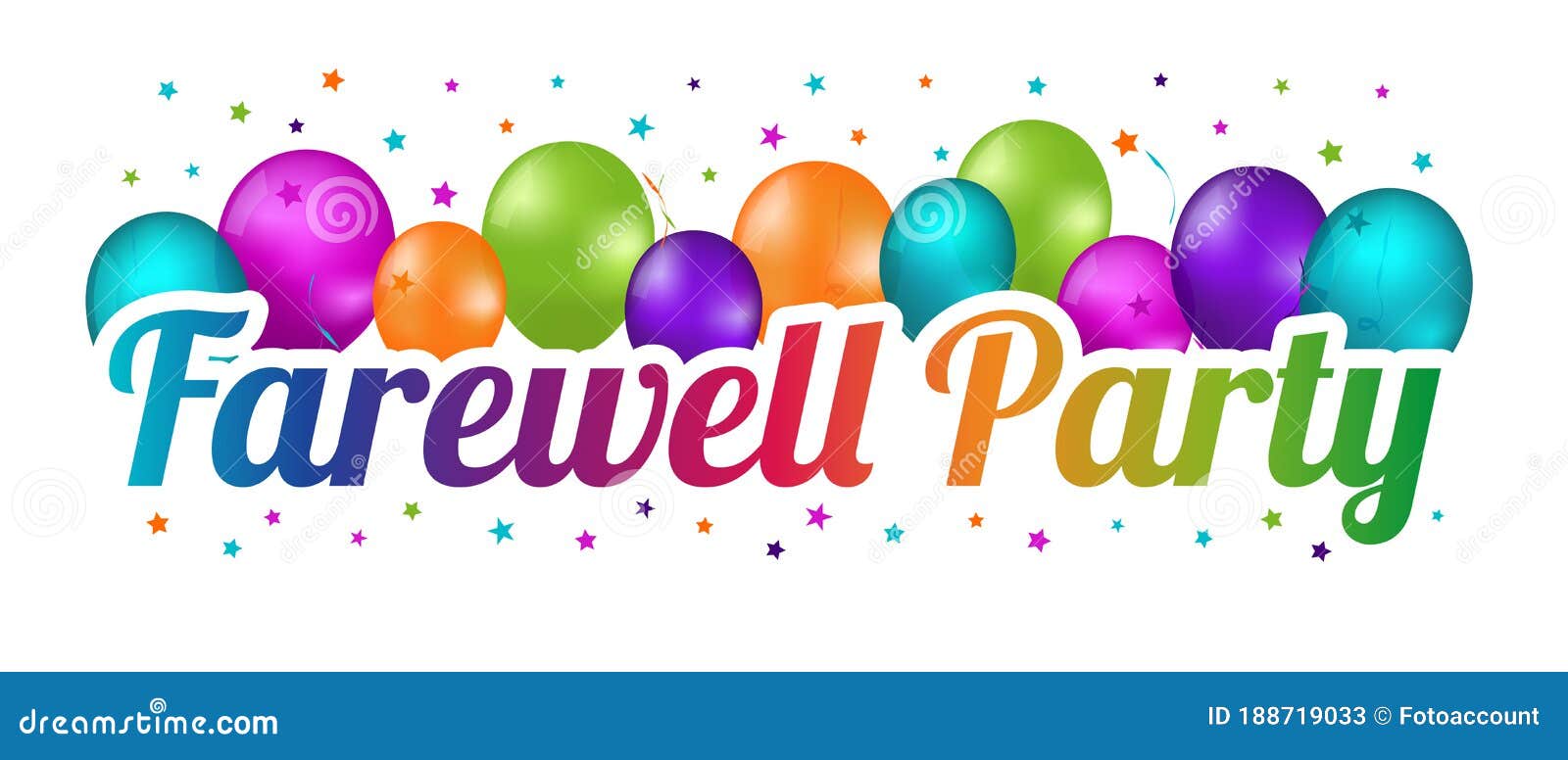 Farewell Party Banner - Colorful Vector Illustration with Balloons and  Confetti Stars Stock Vector - Illustration of event, farewell: 188719033