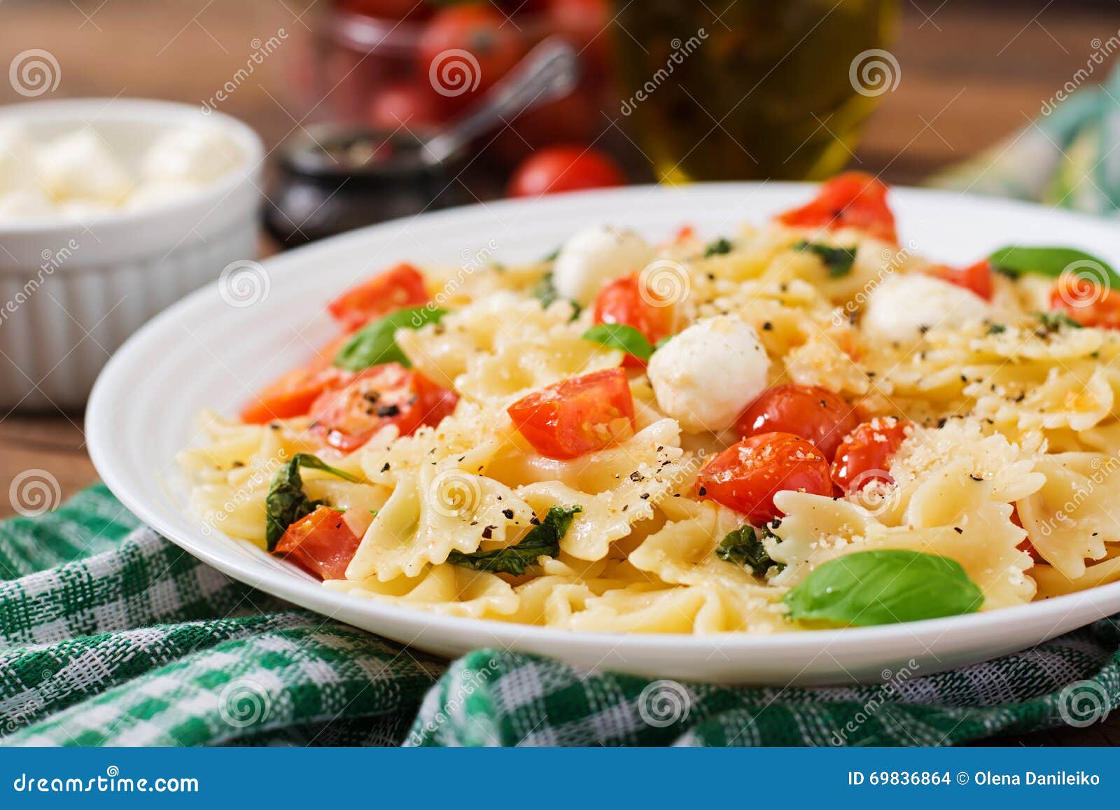 Farfalle Pasta Caprese Salad Stock Photo Image of herb, gourmet