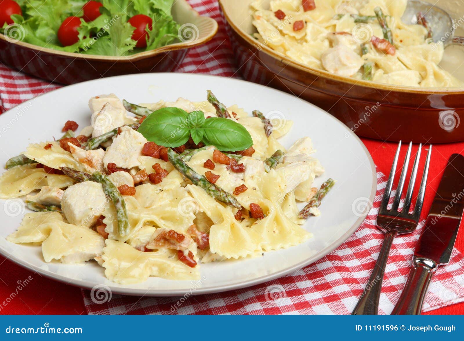 Farfalle Pasta with Chicken and Asparagus Stock Photo Image of
