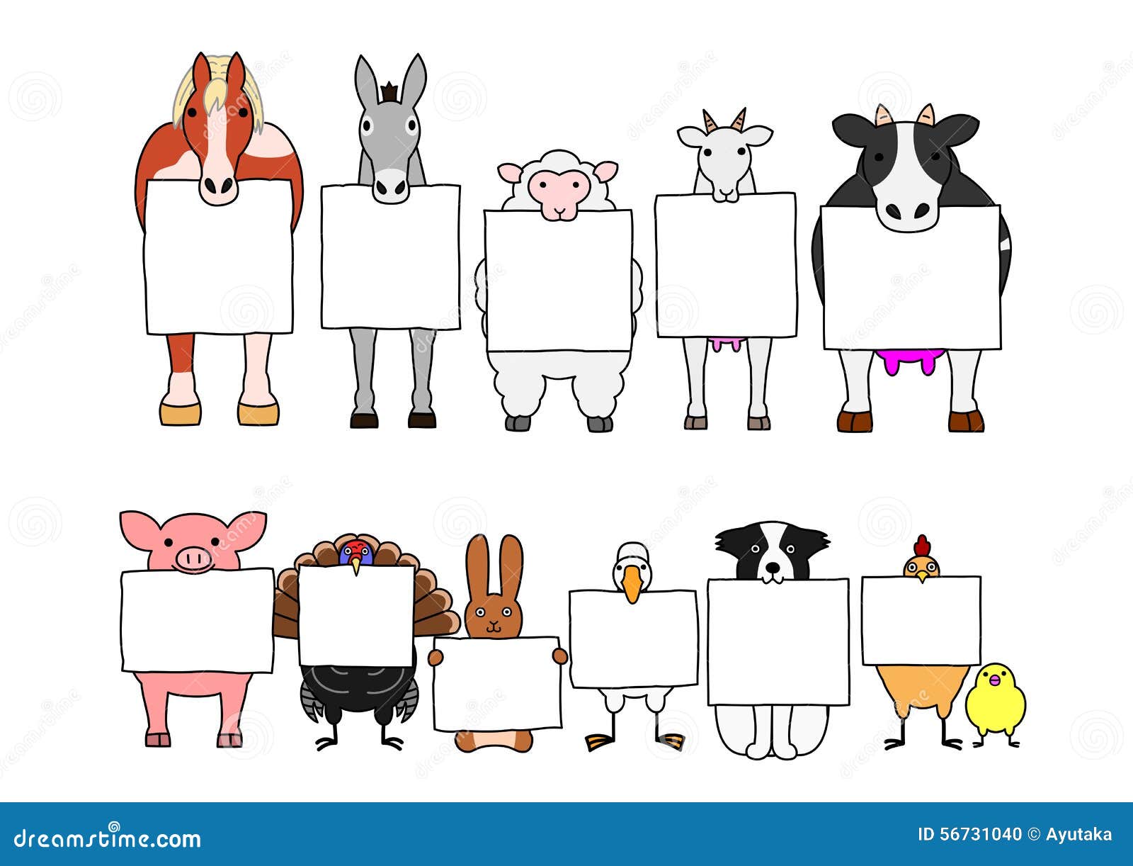 Farm Animals in Line with White Cards Stock Vector - Illustration of hand, multiple: 56731040 Farm Animals in Line with White Cards Stock Vector - Illustration of hand, multiple: 56731040
