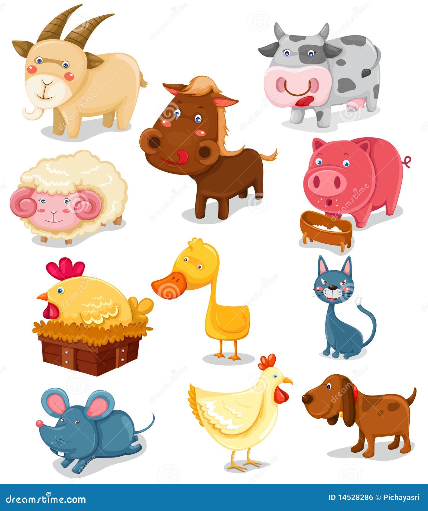 Farm animals set stock vector. Illustration of funny - 14528286
