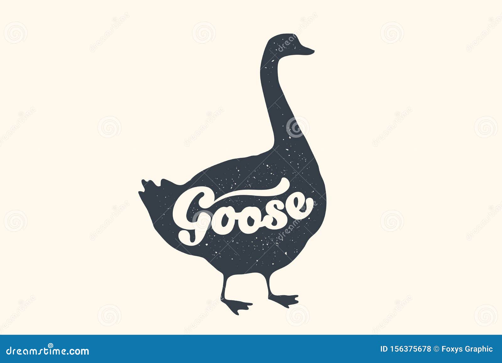 Farm Animals Set. Isolated Goose Silhouette and Text Goose Stock Vector ...