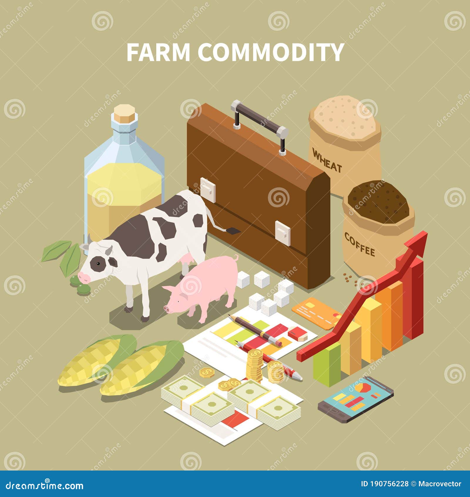 farm commodity isometric composition