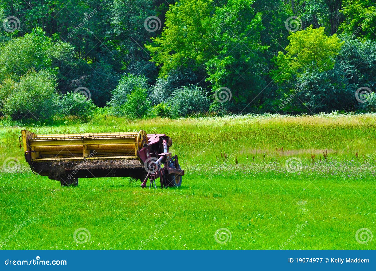 Farm Equipment in a Green Field Stock Image Image of machine, farm
