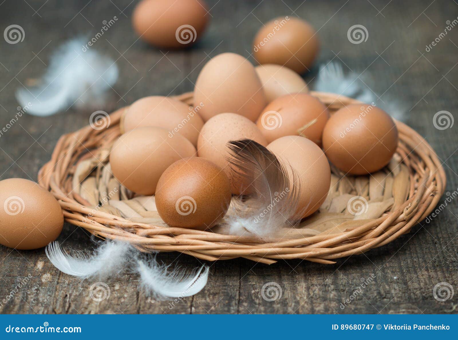 Farm Fresh Organic Chicken Eggs And Feathers Stock Image Image of