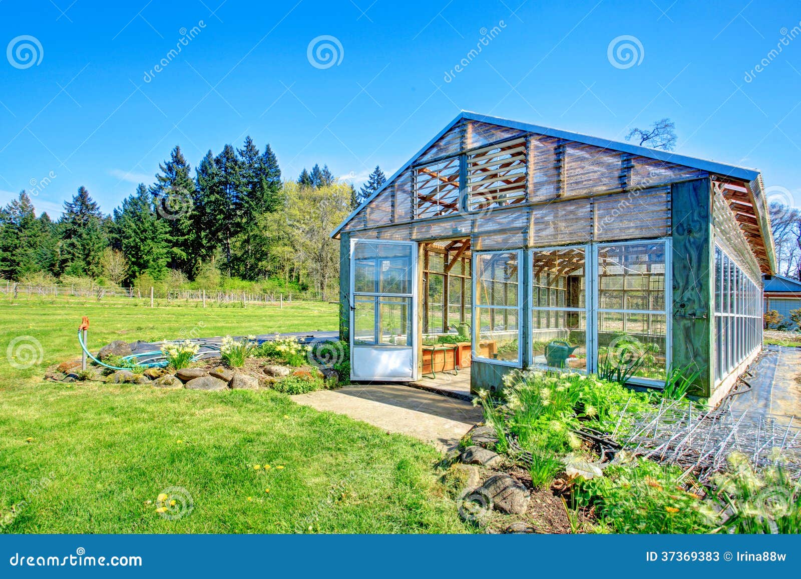 farm with greenhouse