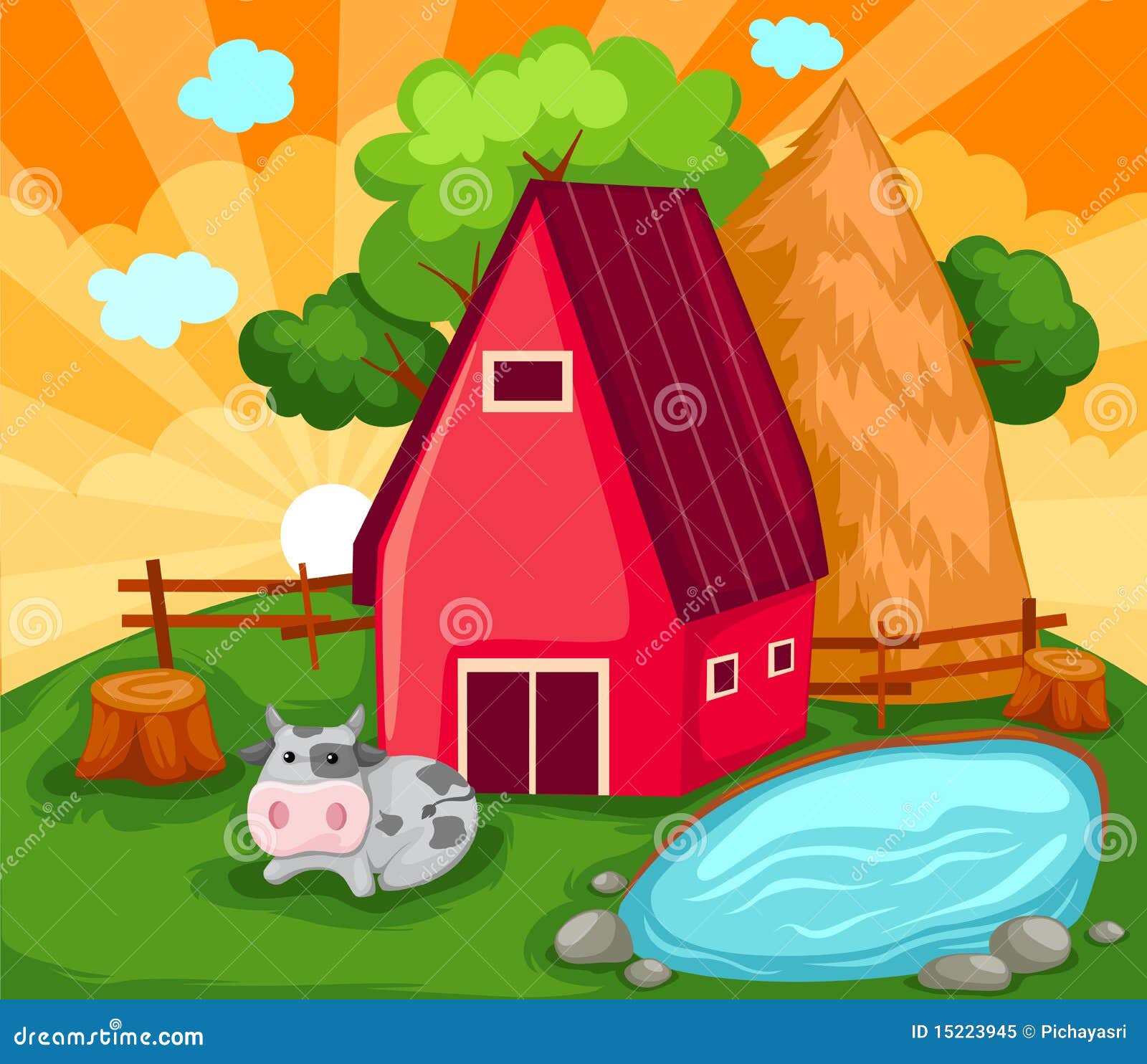 Farm house stock vector. Illustration of cartoon, colorful 15223945