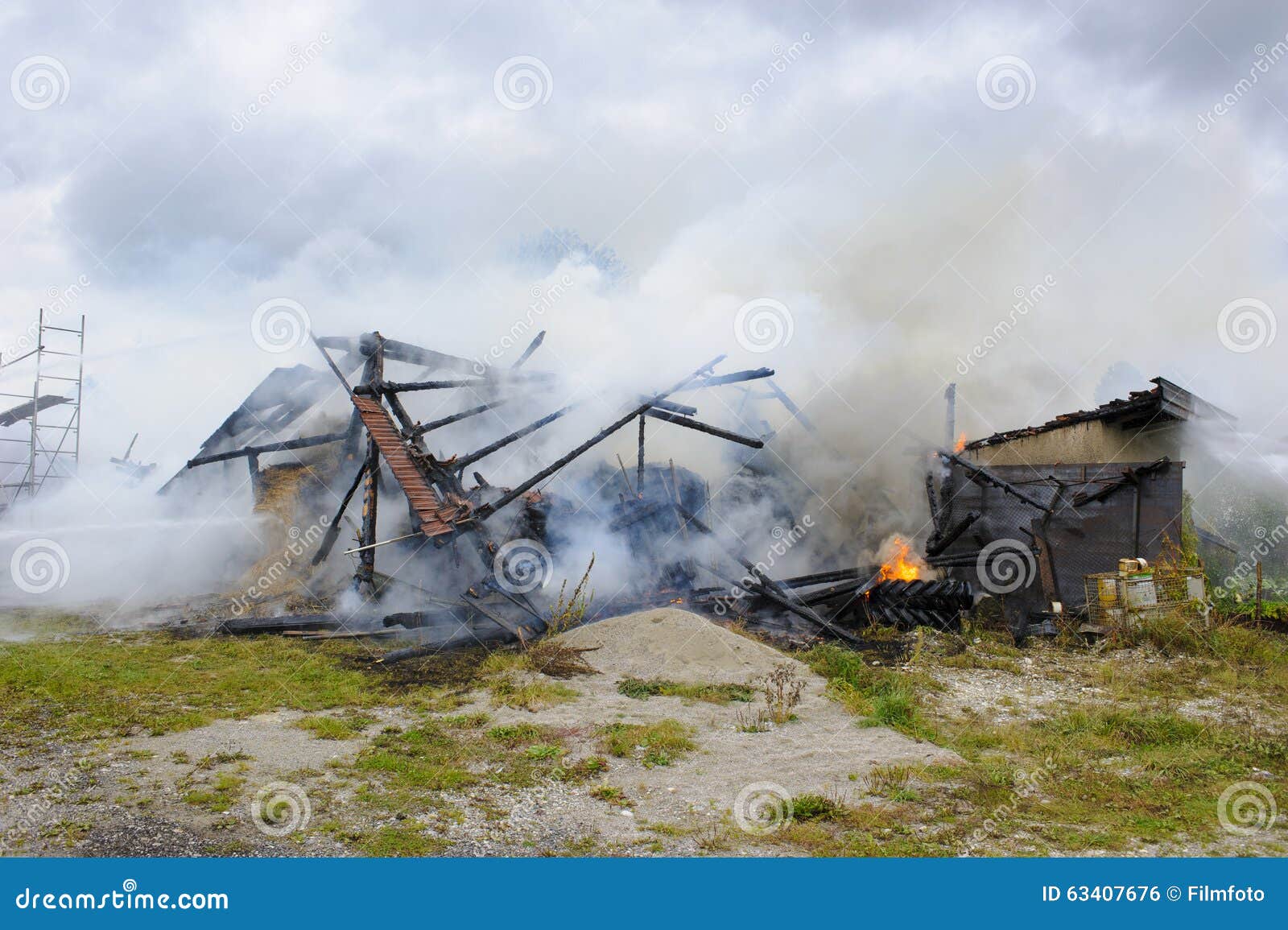 Farm House Burns Down by Fire Stock Photo Image of investigate, gear