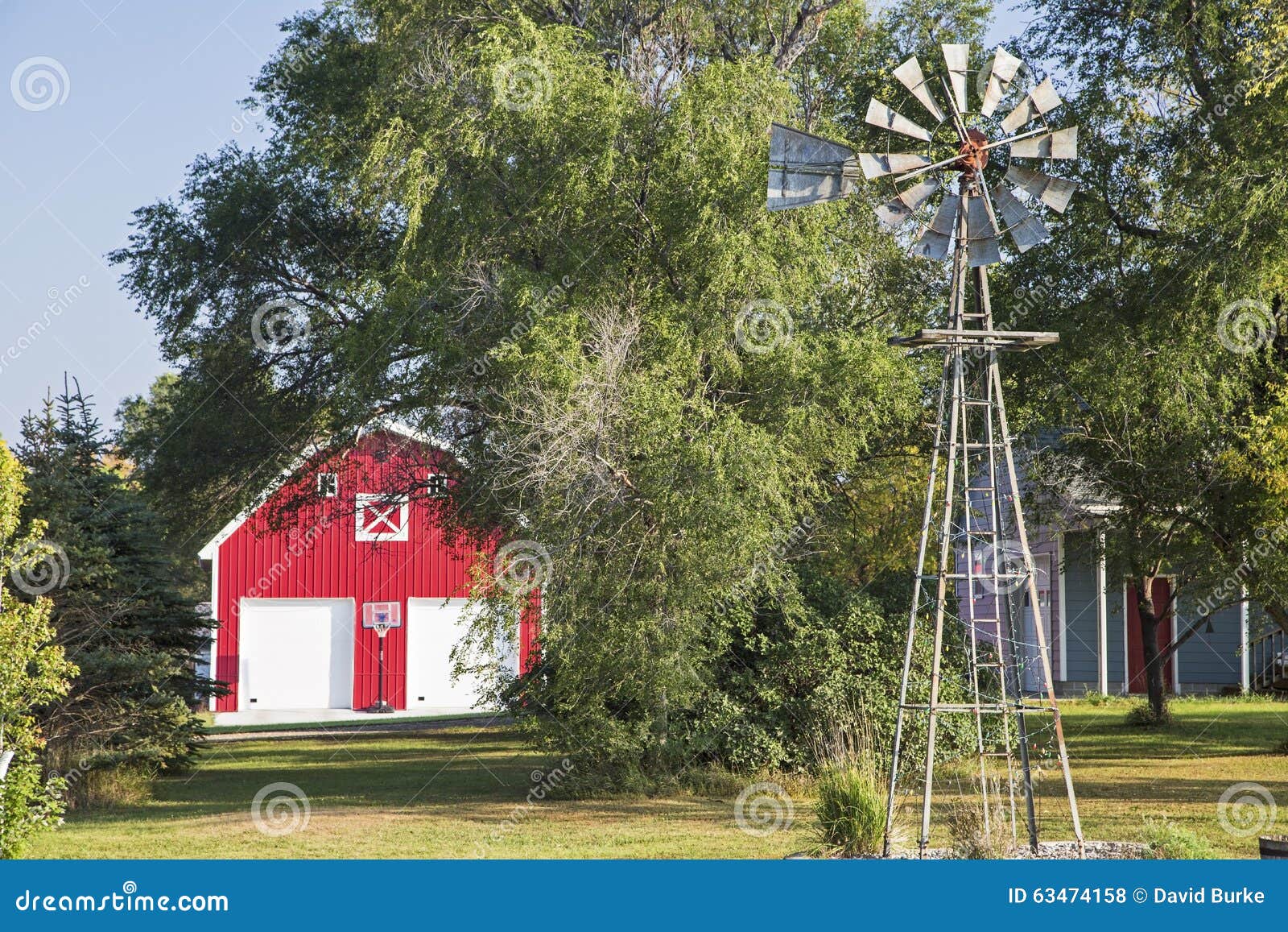 Farm House Country Scene Landscaped Stock Photo - Image 