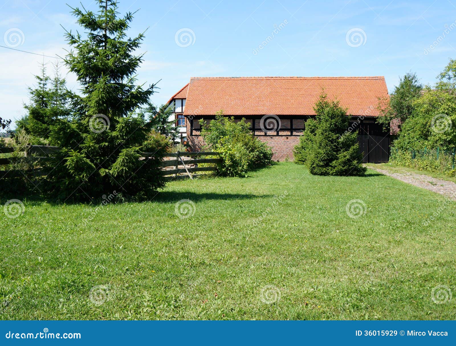 Farm house stock image. Image of building, green, blue 36015929