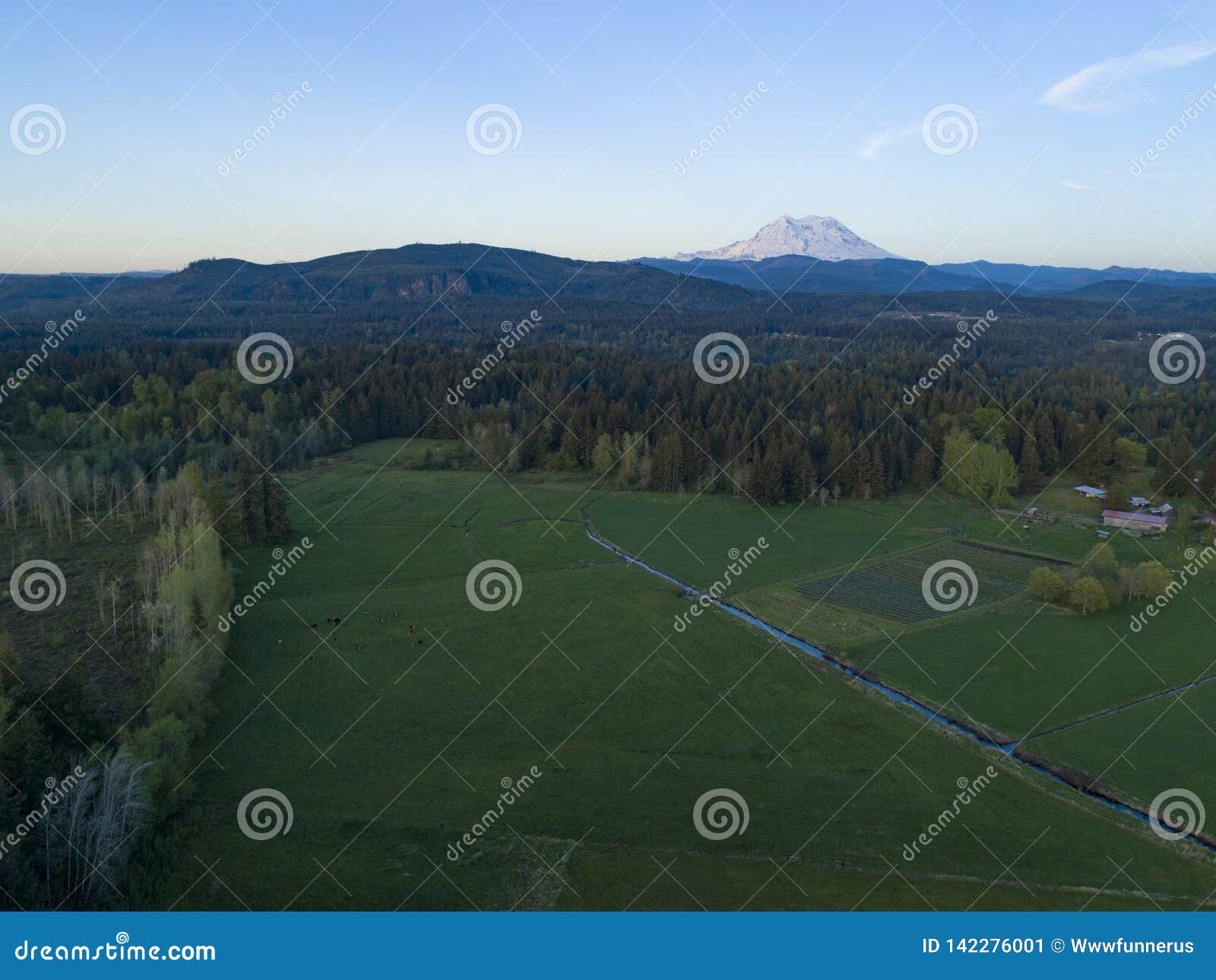 Farm Land Mt Rainier Valley Stock Image Image of sunset, washington 142276001