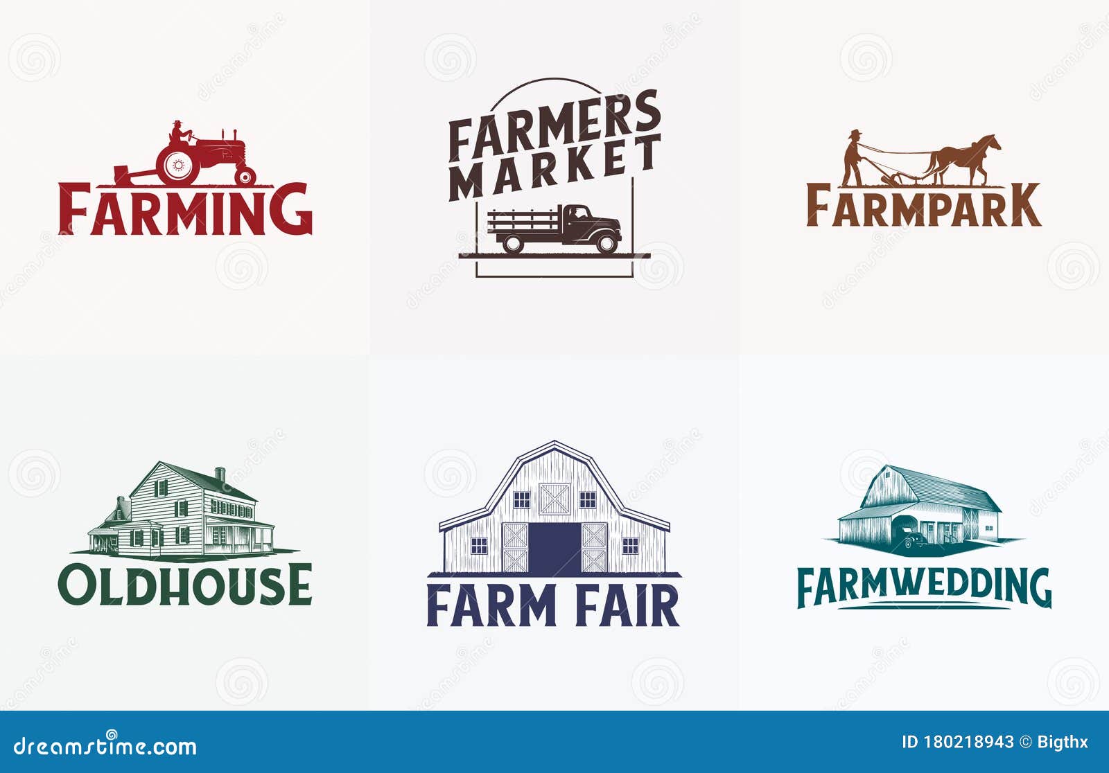 Farm Logo Vector Icon Bundle Stock Vector - Illustration of tractor
