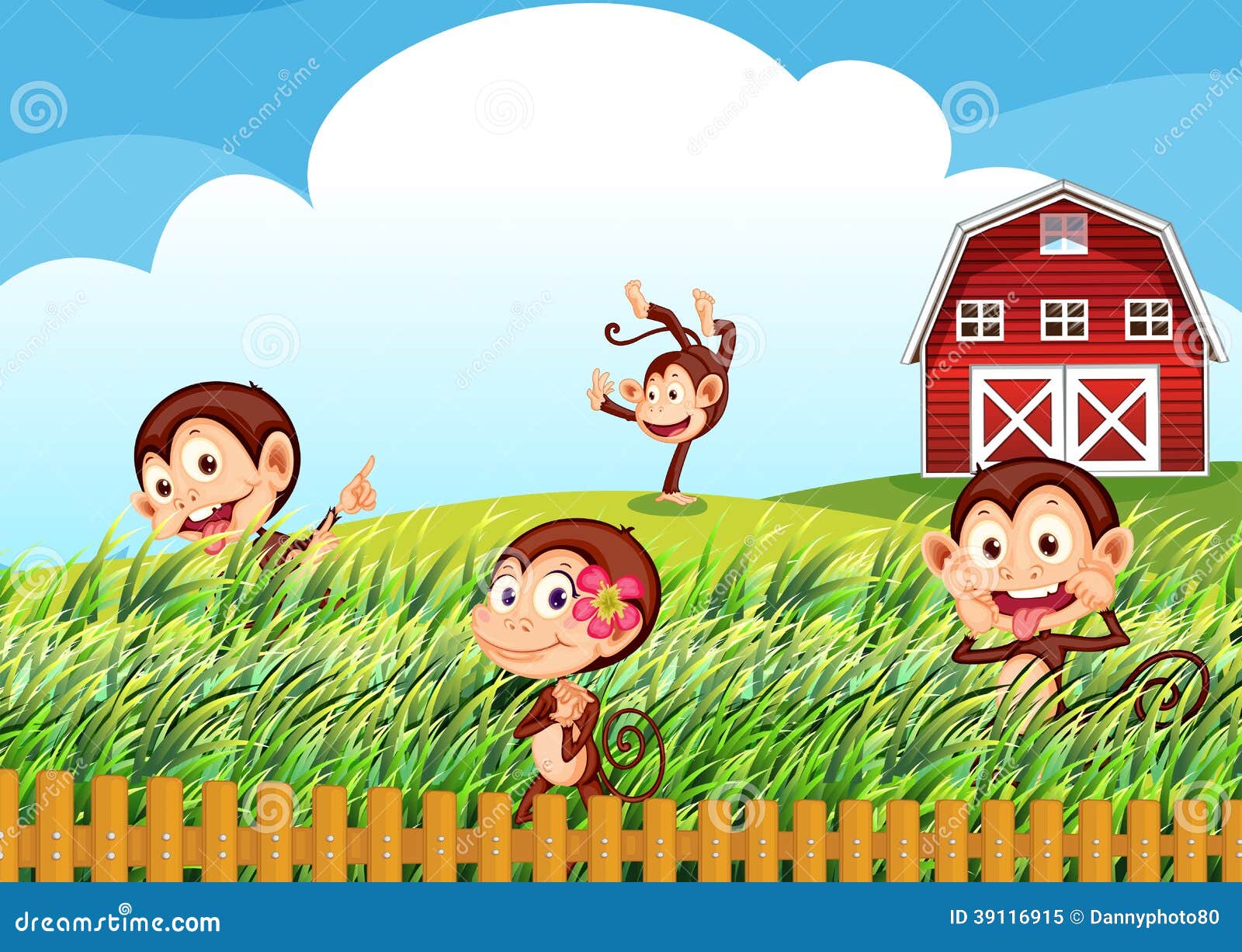 A farm with monkeys stock vector. Illustration of barnhouse 39116915