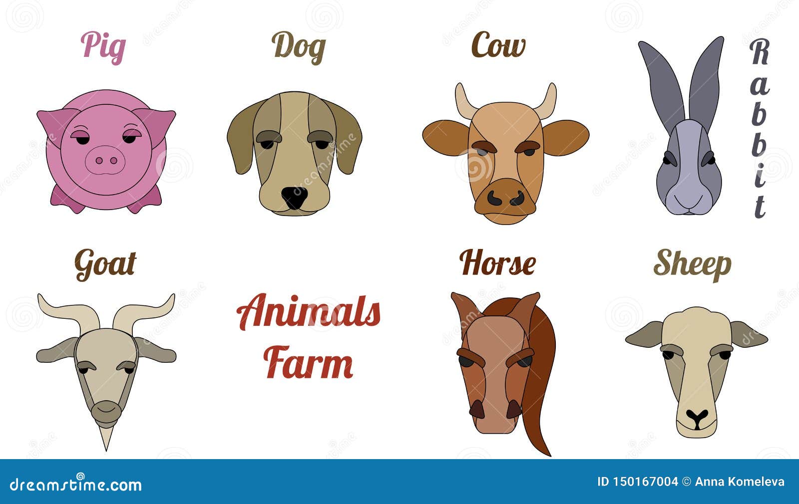 Flat icon animal farm stock vector. Illustration of character - 150167004