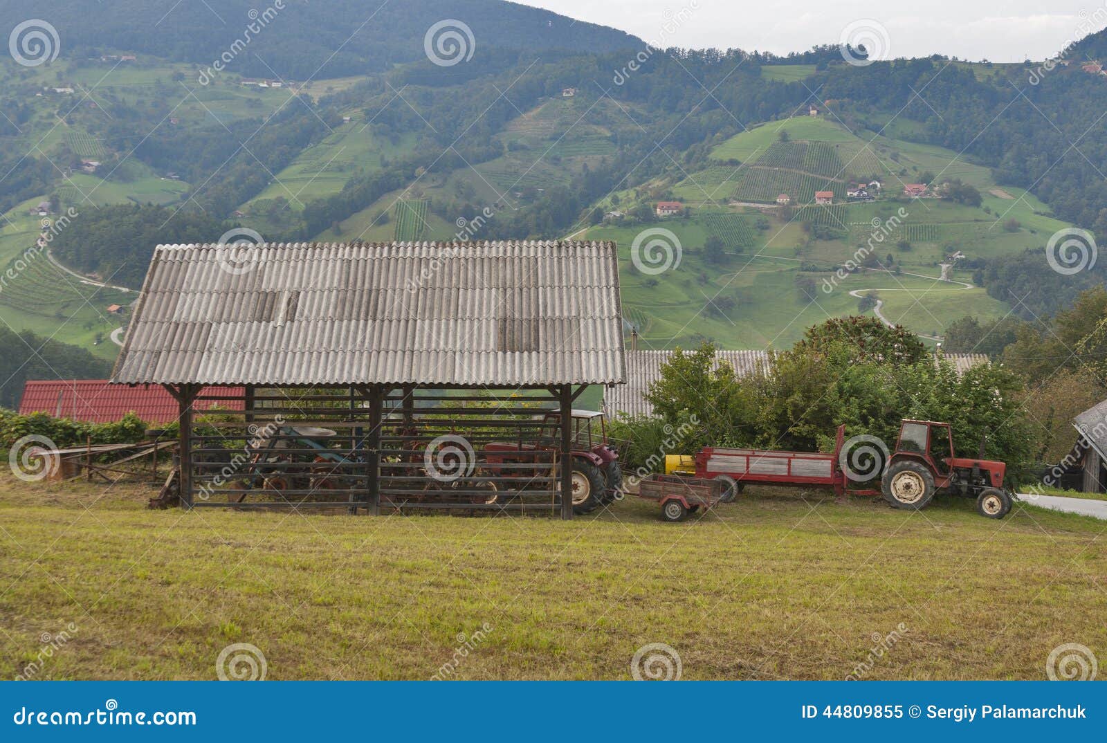 Farm Tractor Garage in the Mountains Stock Image Image of slovenia