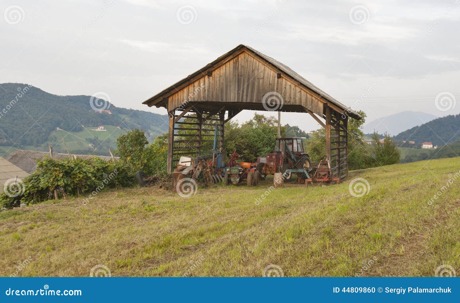 Farm Tractor Garage in the Mountains Stock Photo Image of agriculture