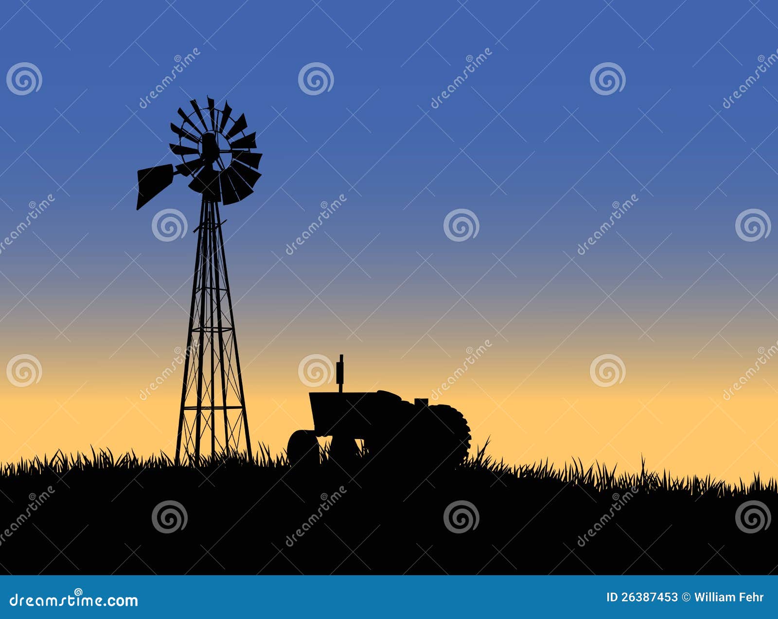 farm tractor with windmill