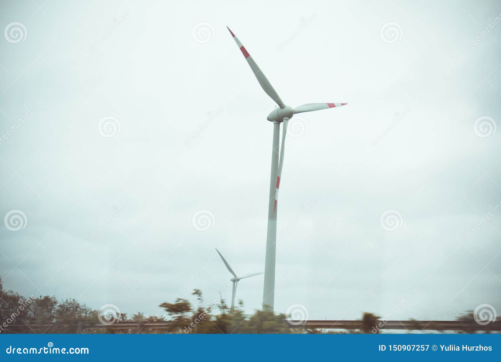 Farm Of Wind Electricity Generators Alternative Power From Renewable