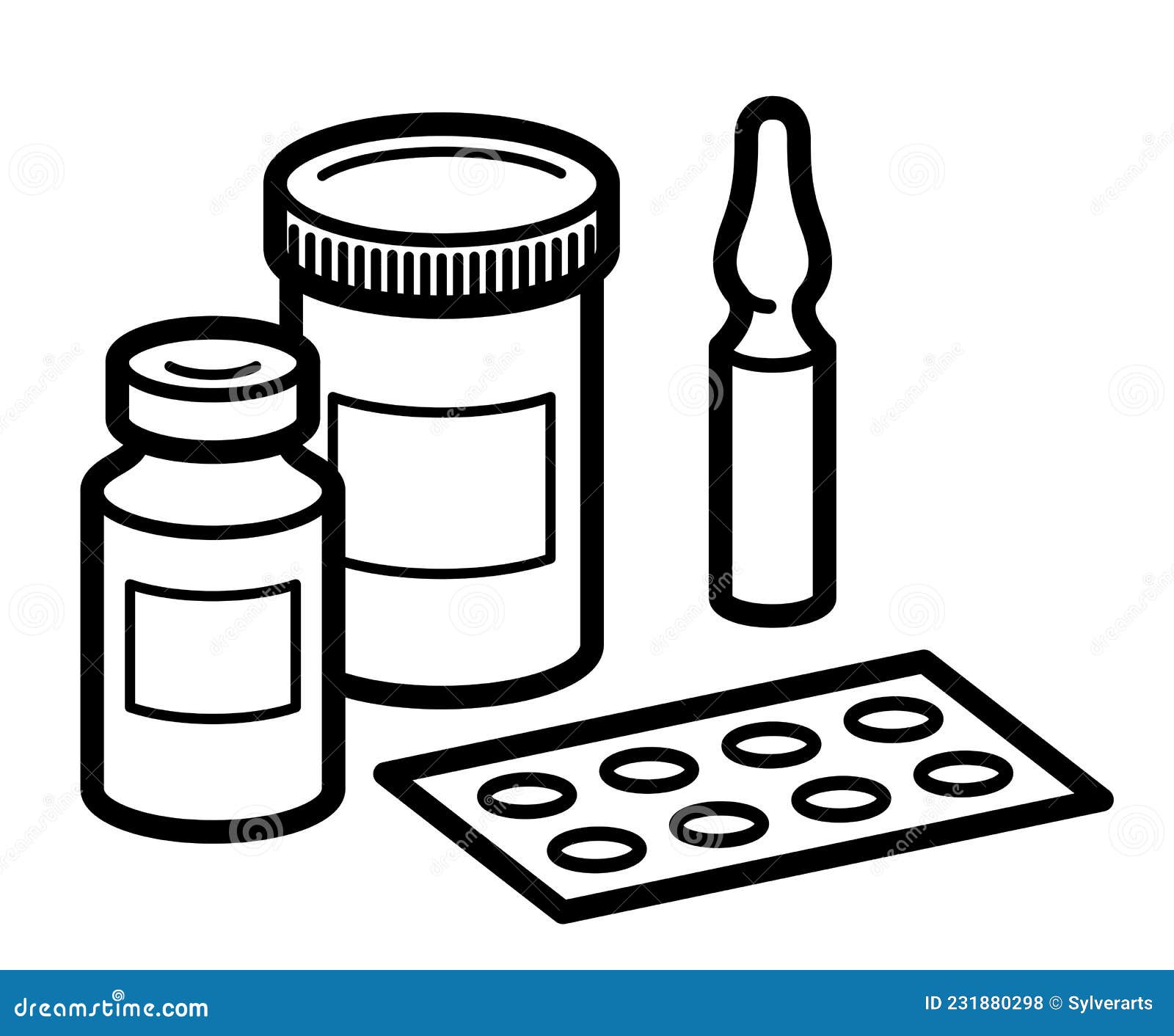 Medicina Farmácia Tema Garrafas Médicas Vetor Ilustração Isolado