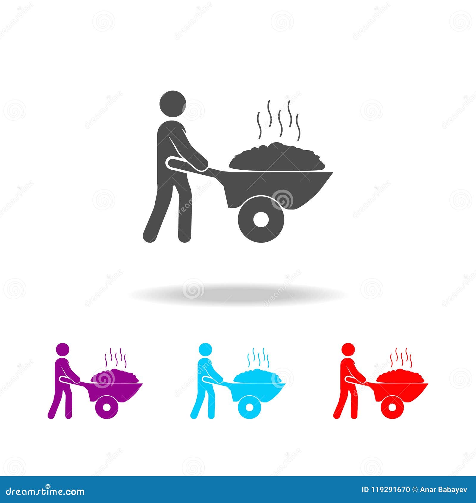 farmer with cart icons. s of fast food in multi colored icons. premium quality graphic  icon. simple icon for website