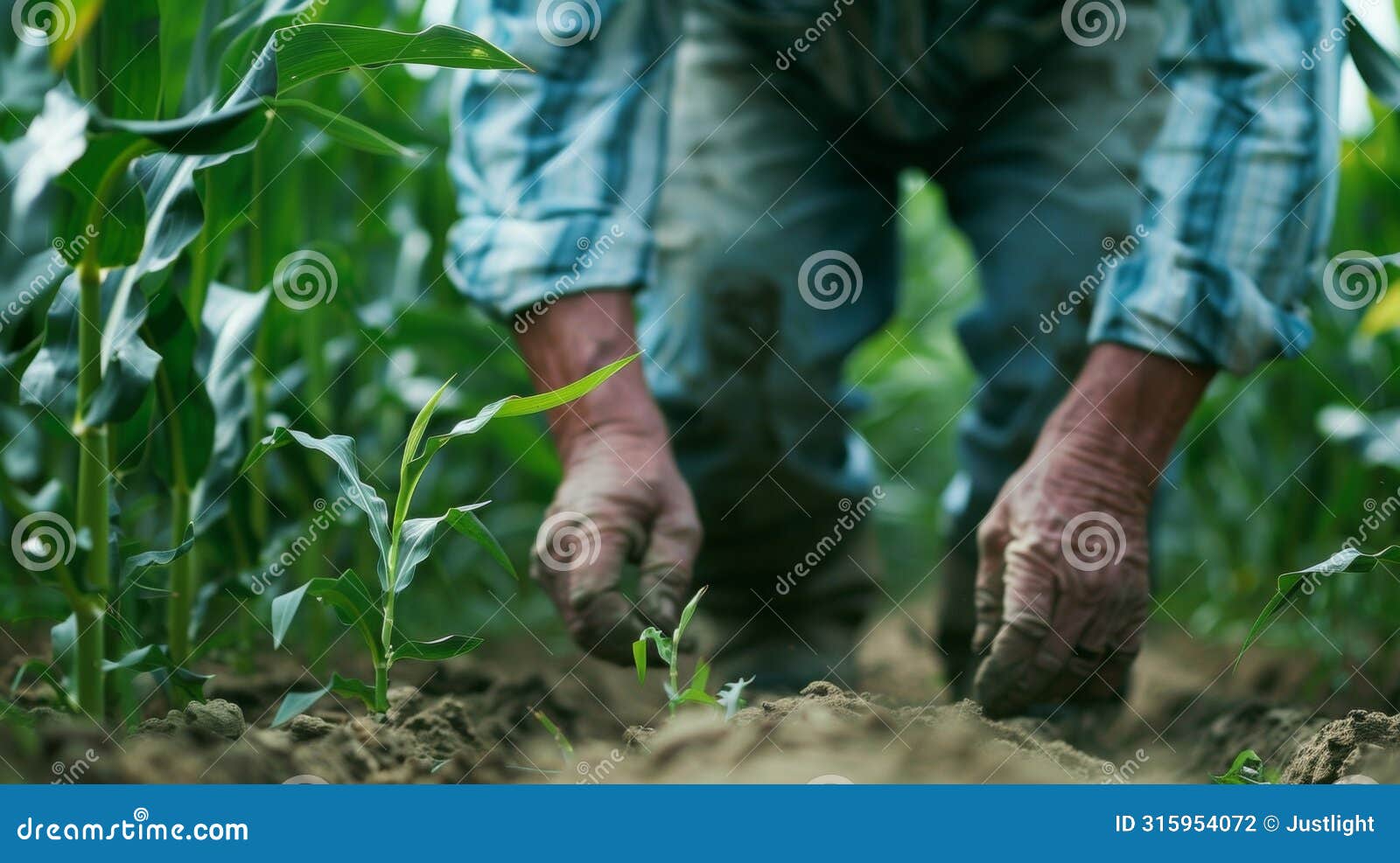 a farmer checks on their crops a mix of corn and soybeans which will be used to produce biofuels. as a steward of the