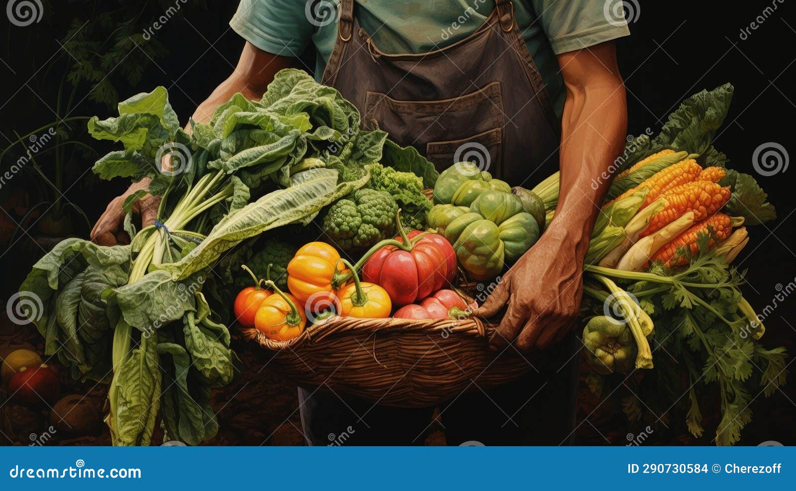 A Farmer Harvests a Fresh Crop of Vegetables Stock Photo Image of