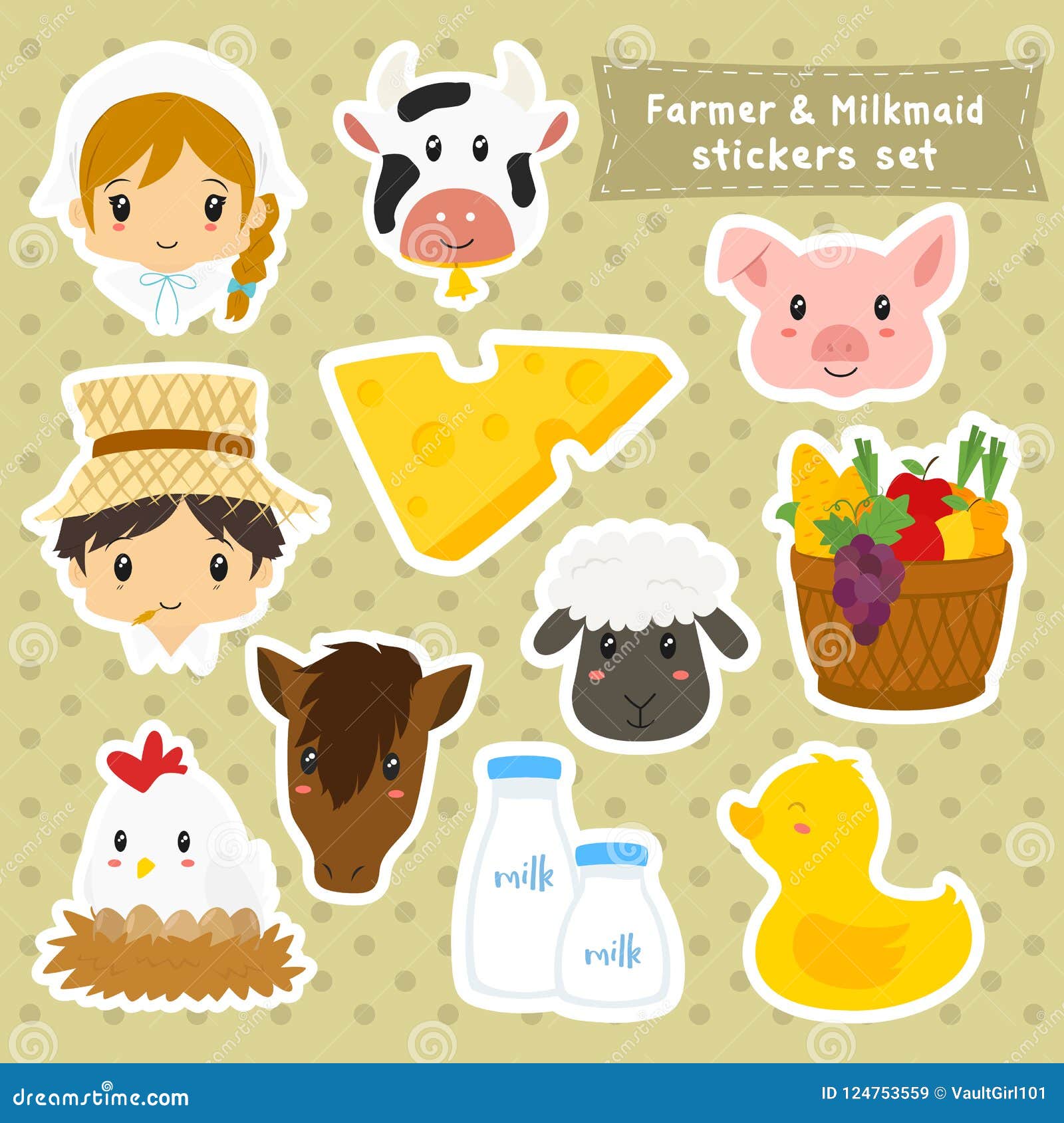 farmer and milkmaid sticker  set
